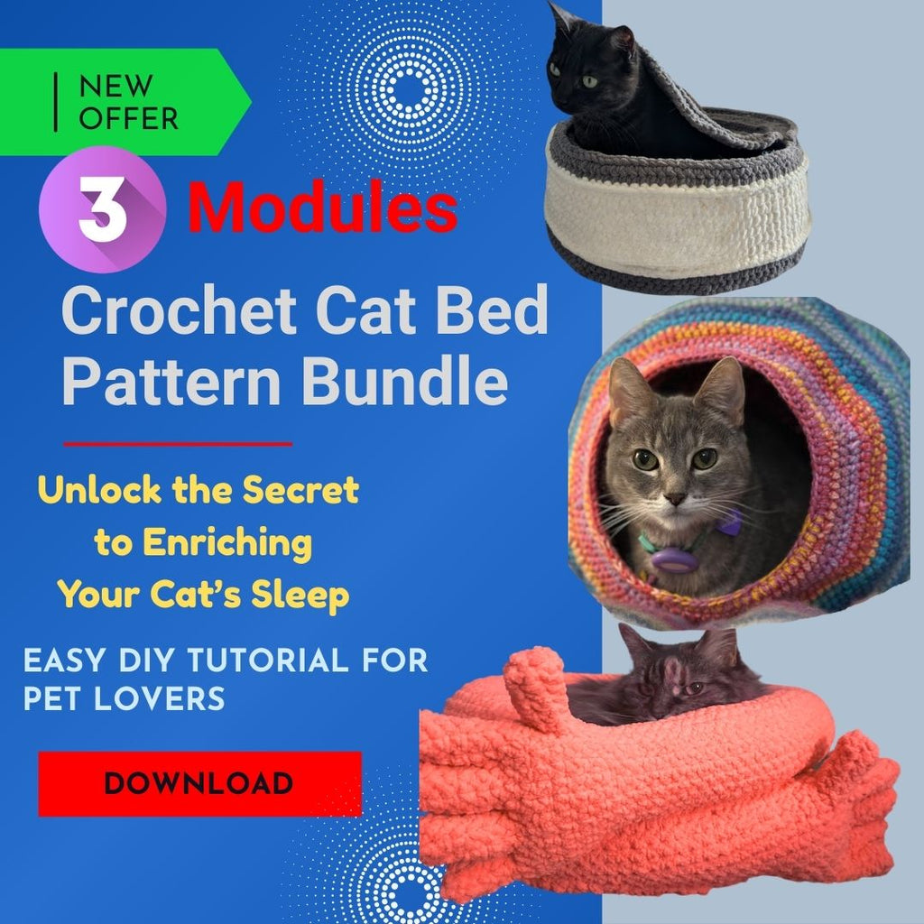 3-in-1 Crochet Cat Bed Pattern Bundle